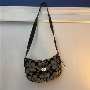 Coach Black and Brown Signature Shoulder Bag